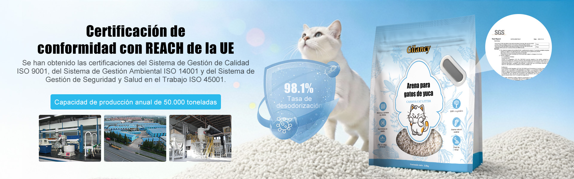 Fábrica de Areia Vegetal para Gatos | Mandioca, Tofu e Bambu – Gilancy